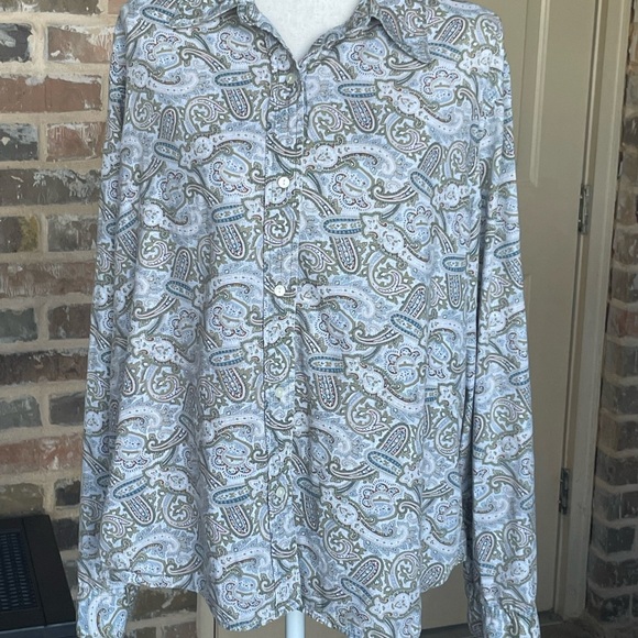GAP Tops - GAP Paisley Button Down, Roll-up Button Tab, Sleeve. 100% Cotton, Sz XXL